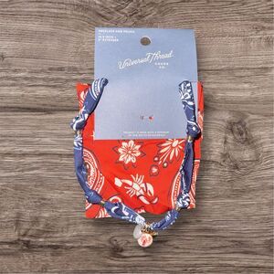 Universal Thread Bandana Print Necklace & Pouch Set Multicolor Casual
